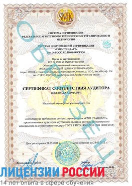 Образец сертификата соответствия аудитора №ST.RU.EXP.00014299-1 Рубцовск Сертификат ISO 14001